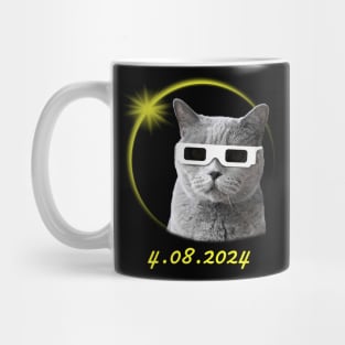 Total solar eclipse 2024 Cat Wearing Eclipse Glasses Mug